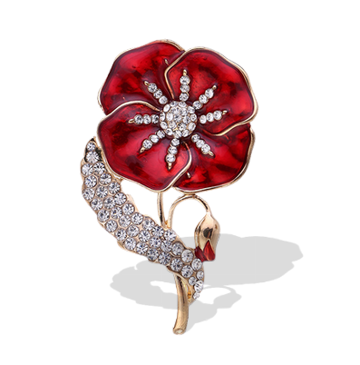 Rhinestone Crystal Poppy Brooch