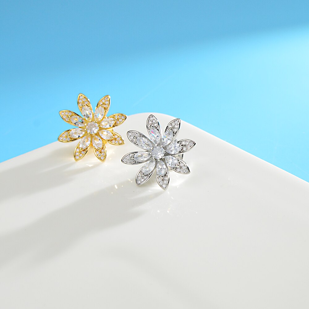 Royal Zirconia Flower Pin Brooch