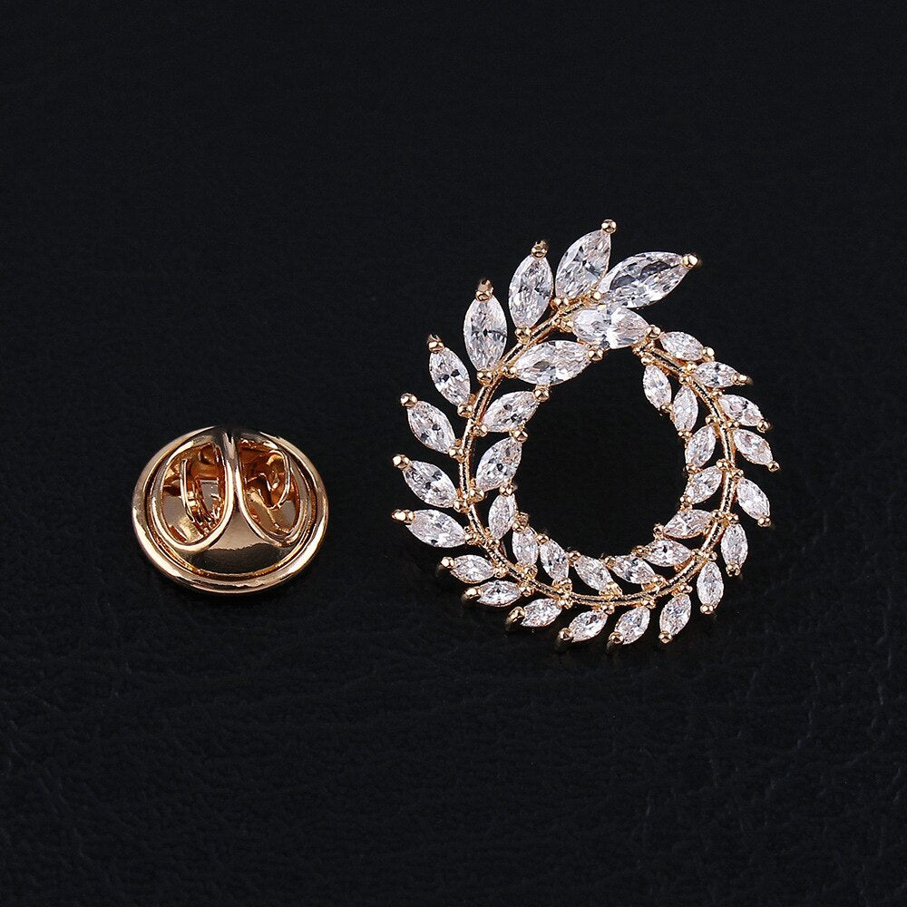 Royal Zirconia Olive Leaf Brooch