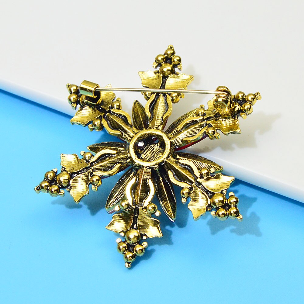 Crystal Snowflake Pin Winter Brooch