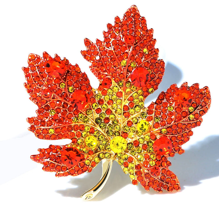 Canadian Autumn Rhinestone Maple Brooch