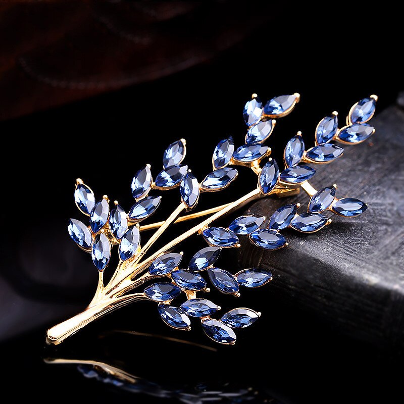 Wheat Ear Flower Crystal Brooches Bouquet Brooch