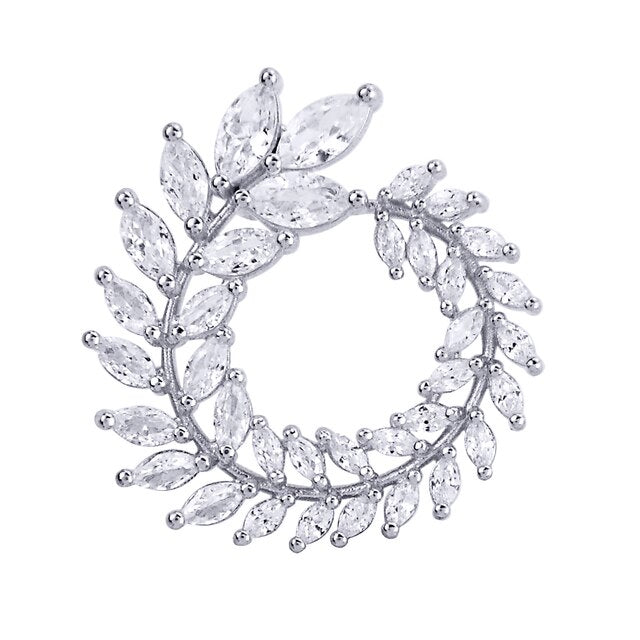 Royal Zirconia Olive Leaf Brooch