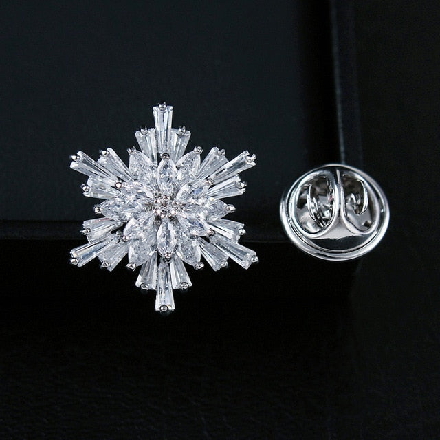 Royal Zirconia Snowflake Pin Brooch