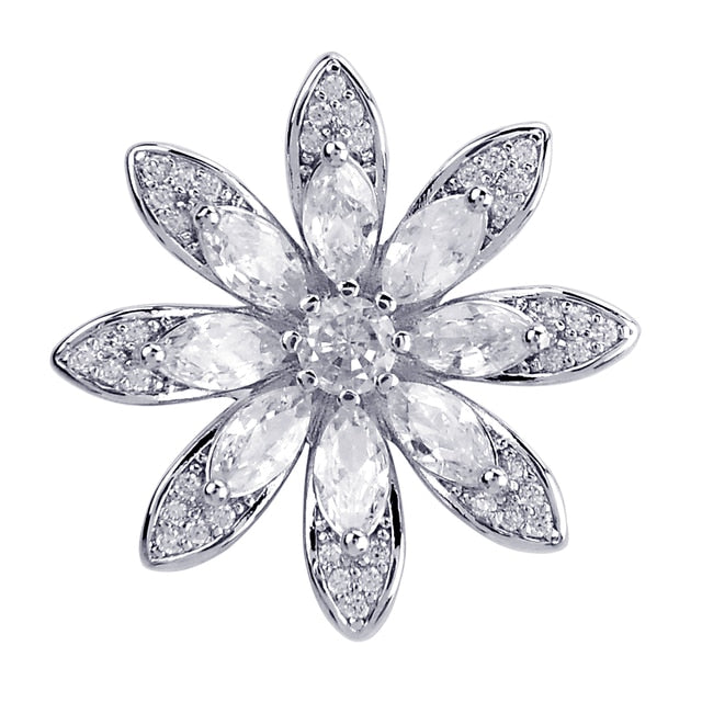 Royal Zirconia Flower Pin Brooch