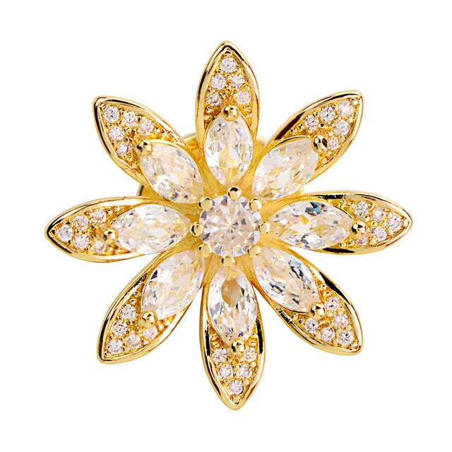 Royal Zirconia Flower Pin Brooch